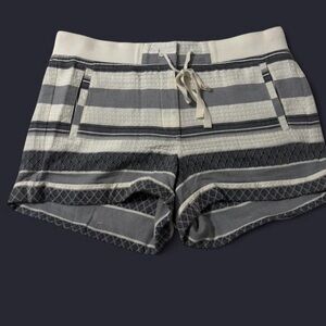 LOFT Cream and Gray Striped Women's Shorts